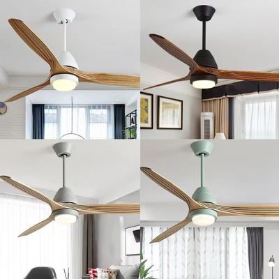 52 인치 LED 3 블레이드 목재 천장 팬 DC 모터 라이트 목재 천장 팬